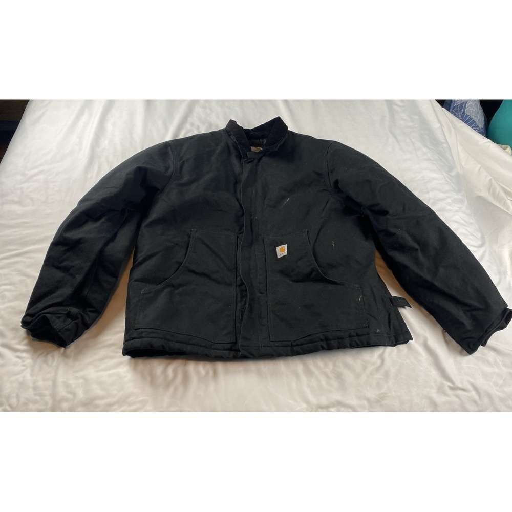 Carhartt Arctic Quilt Lined Duck Jacket Mens 2XL Tall Black Good C03 BLK Canvas